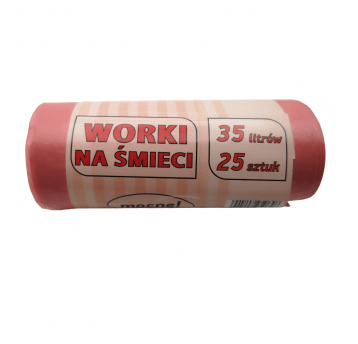 Worki na śmieci czerwone LDPE 35L 25szt.