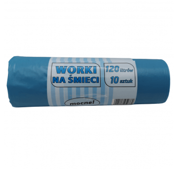 Worki na śmieci niebieskie LDPE 120L 10szt.