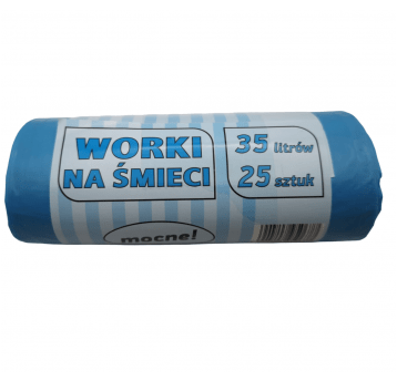 Worki na śmieci niebieskie LDPE 35L 25szt.