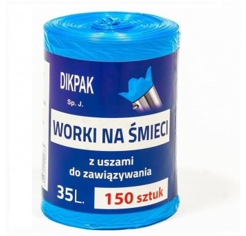 Worki na śmieci wiązane niebieskie 35L 150szt.
