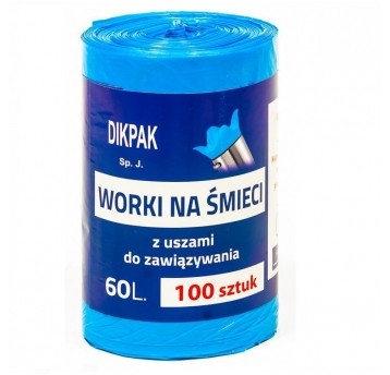 Worki na śmieci wiązane niebieskie 60L 150szt.