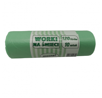 Worki na śmieci zielone LDPE 120L 10szt.