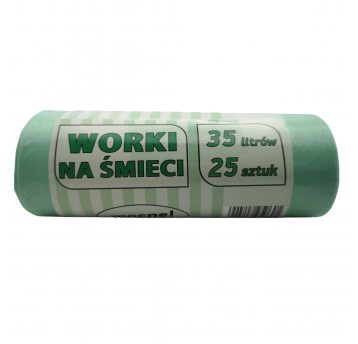 Worki na śmieci zielone LDPE 35L 25szt.