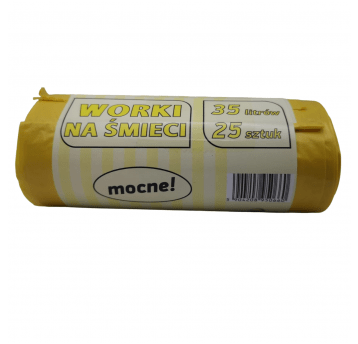 Worki na śmieci żółte LDPE 35L 25szt.
