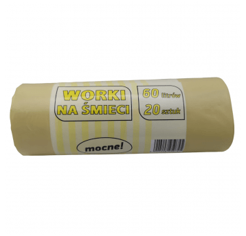 Worki na śmieci żółte LDPE 60L 20szt.