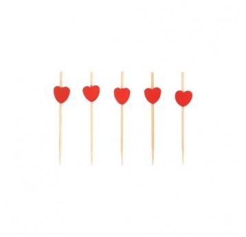 Wykałaczki drewniane Czerwone Serca 7cm 40szt.