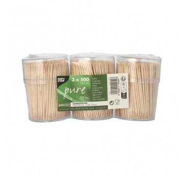 Wykałaczki drewniane w beczułkach 3x500szt.